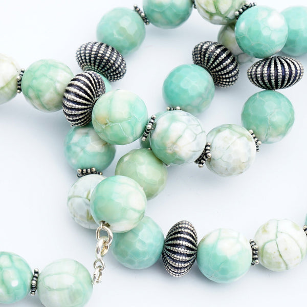 Chrysoprate and Silver Necklace